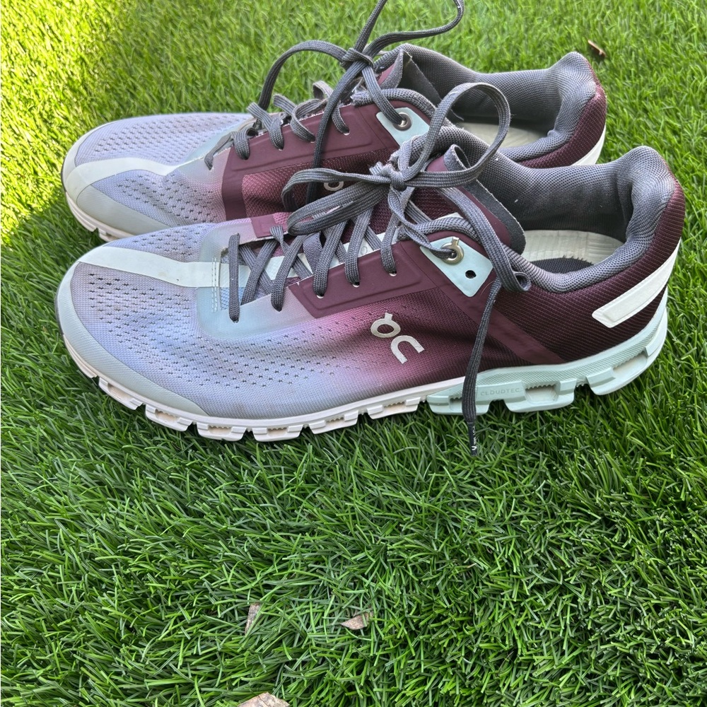 On Running Purple and Gray Athletic Shoes